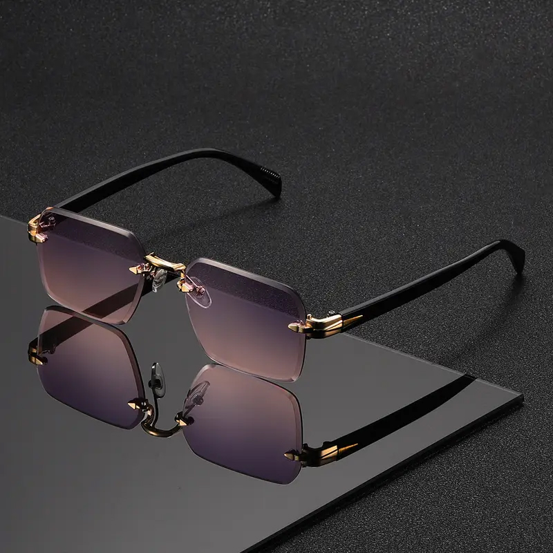 1 paire de lunettes de soleil rectangulaires sans monture, tendance et élégantes, idéales pour les vacances, les fêtes, les cadeaux et les festivals de musique