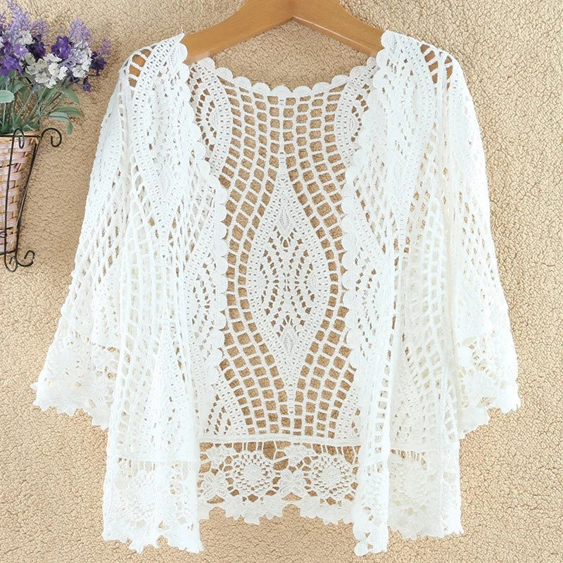 Cardigan tricoté veste femmes printemps été nouveau 2025 châle creux court résistant au soleil hauts femme décontracté tout-match mince dames manteau