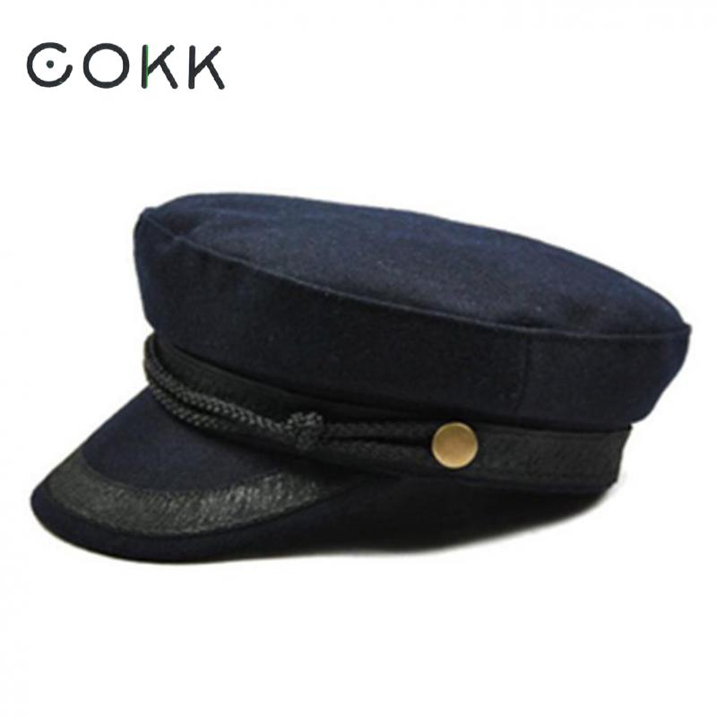 COKK – casquette militaire noire pour femmes, Style britannique, gris marine, chapeau haut de forme