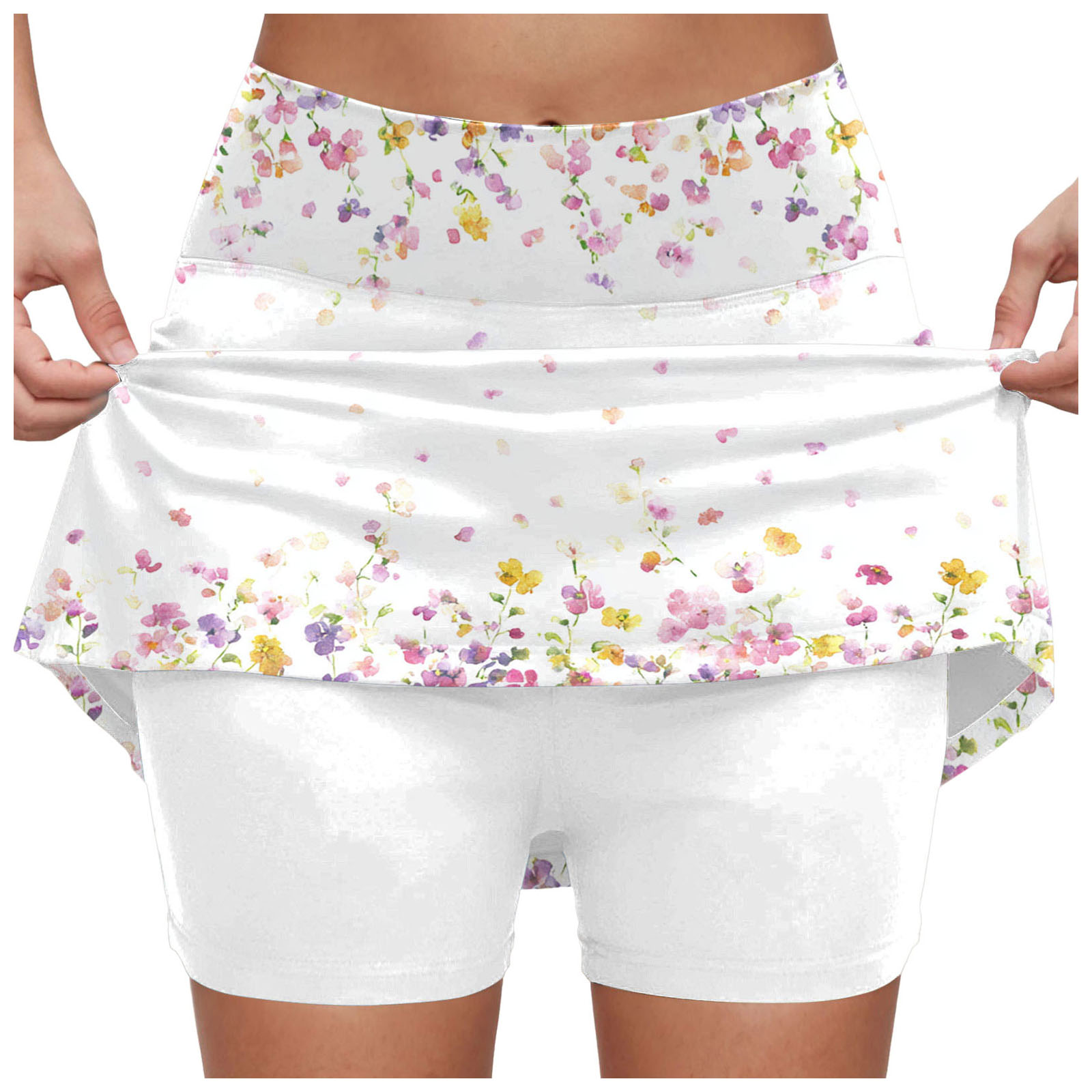 Jupes de sport pour femmes, avec short intégré, imprimé floral, taille haute, jupe-short pour la course, le tennis, le golf, short de yoga 2 en 1