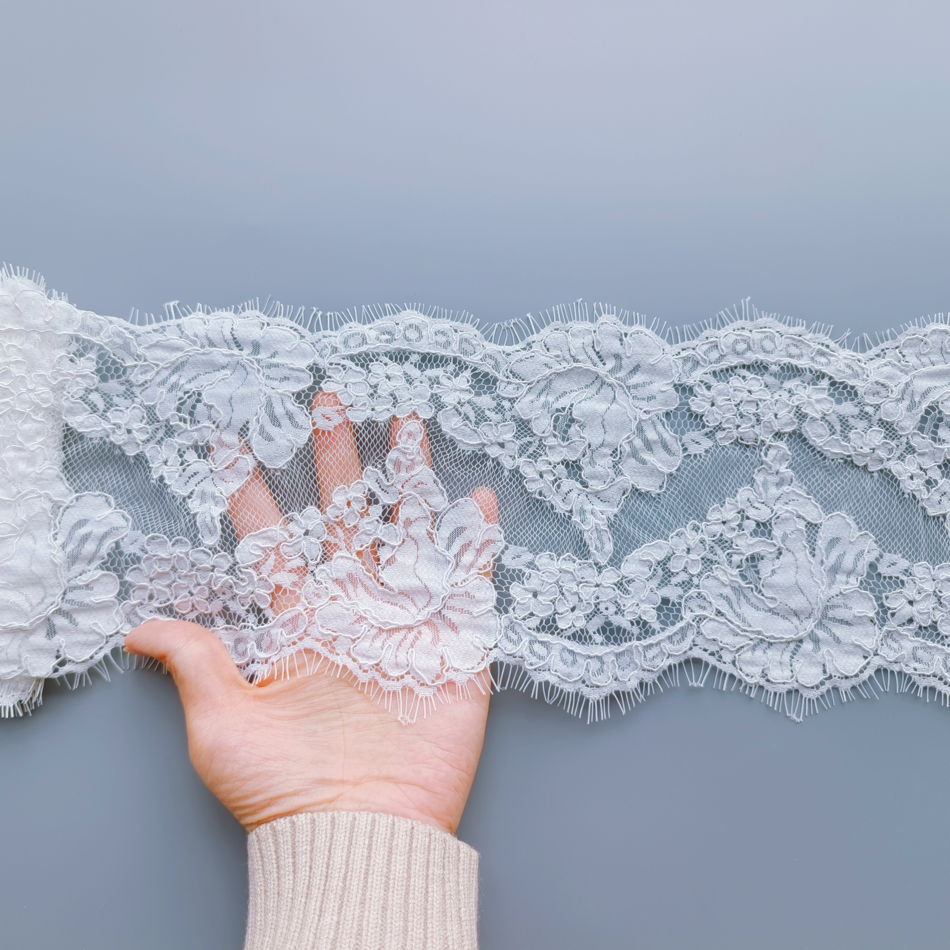 3 mètres Chantilly cils Style français cordon fait à la main broderie mariée voile de mariage garniture en dentelle