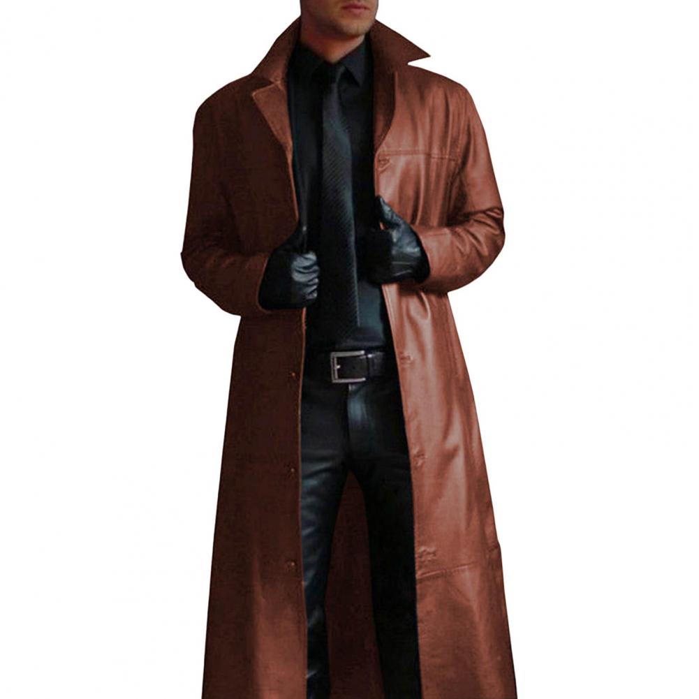 Vestes longues gothiques steampunk médiévales pour hommes, manteau en similicuir, mode vintage, luxe, hiver