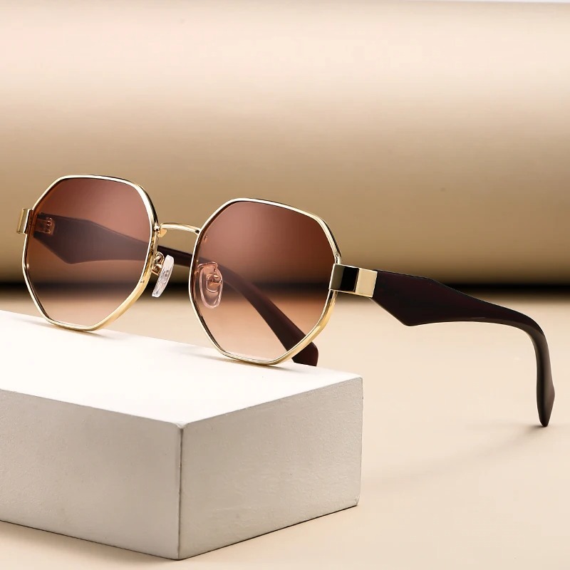 Lunettes de soleil rondes rétro à monture large, nouvelles lunettes de soleil irrégulières pour femmes, lunettes de luxe pour les vacances, les activités de plein air, le camping et la pêche pour hommes.