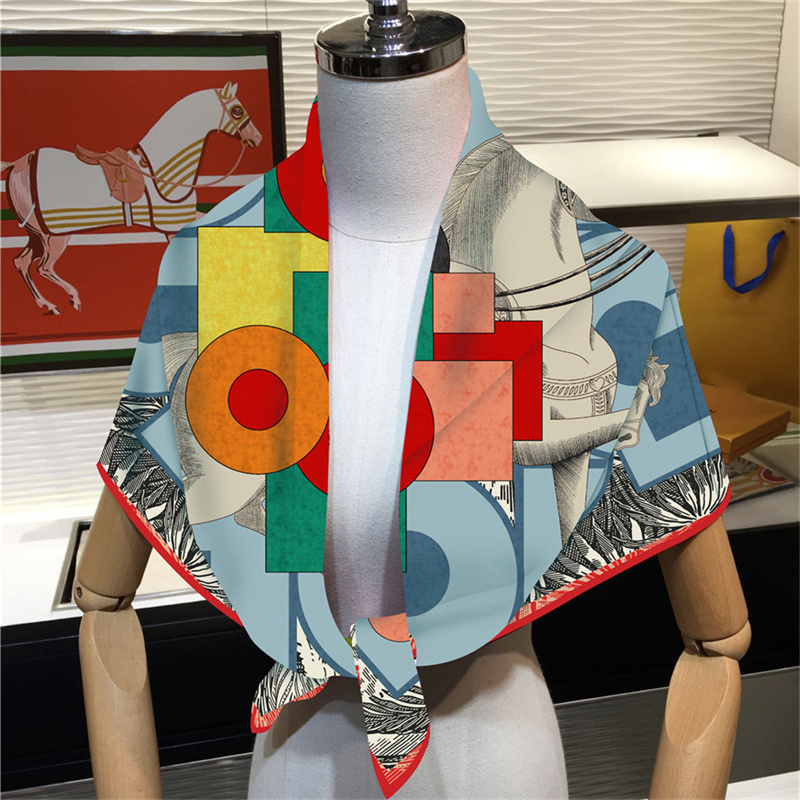 Injplanchers f-Foulards carrés College cheval pour femmes, écharpes de tête, enveloppes de plage, châles bandana, hijabs pour dames