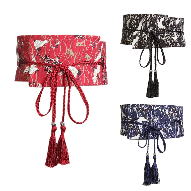 Robe Kimono japonaise pour femmes, ceinture décorative, ceintures exquises Hanfu large, décoration taille tendance H9ED