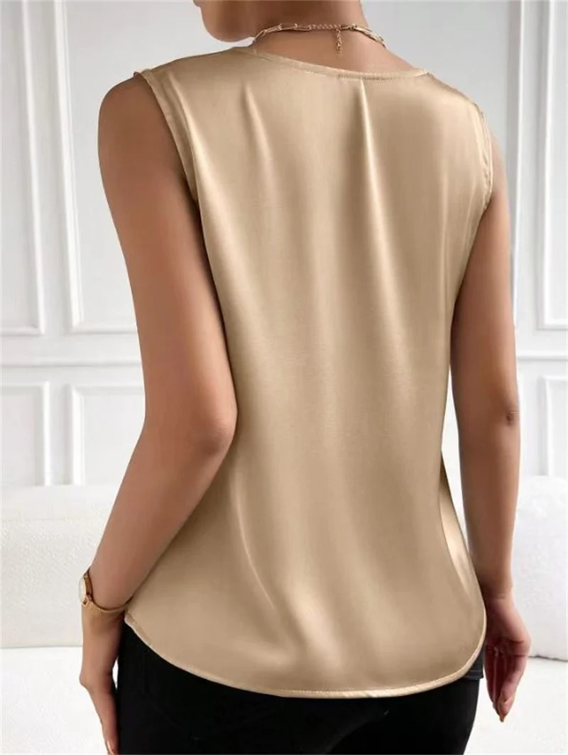 Gilet élégant pour femmes, col en v, vacances d'été, simple, couleur unie, mode, haut sans manches assorti
