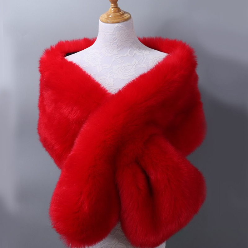 Automne et hiver femmes imitation fourrure cheveux de renard grand châle mode robe de soirée cape épaisse faux cou écharpe châle double usage
