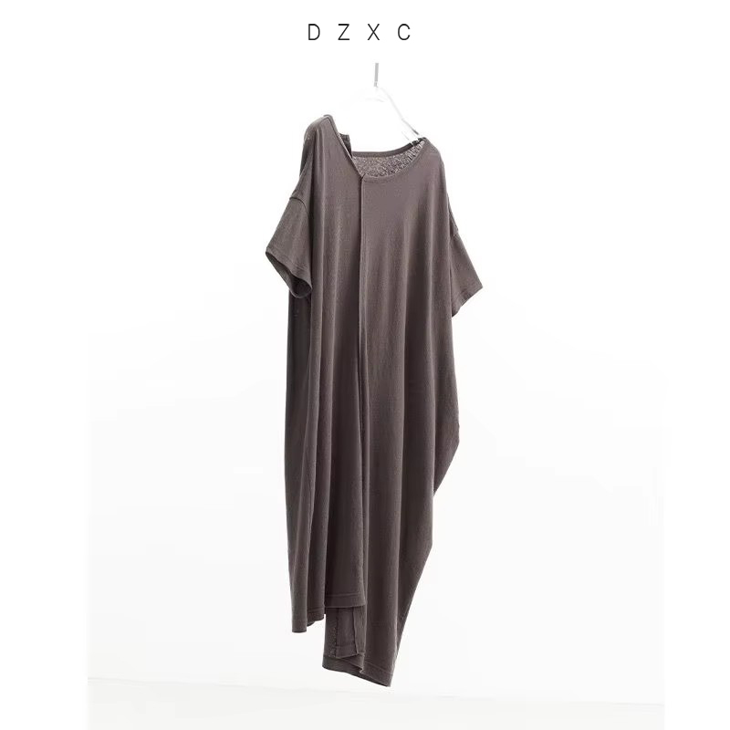 Jupe longue décontractée pour femmes, jupe asymétrique mi-longue, robe t-shirt en coton et lin, coupe ample, nouveau style d'été