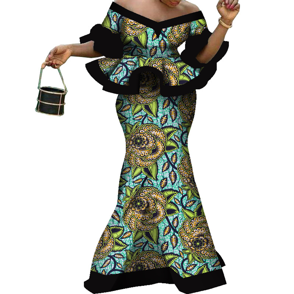 Vêtements africains Dashiki pour femmes, ensemble 2 pièces, haut et jupe sans bretelles, manches courtes, jupe, mode Ankara, WY8529