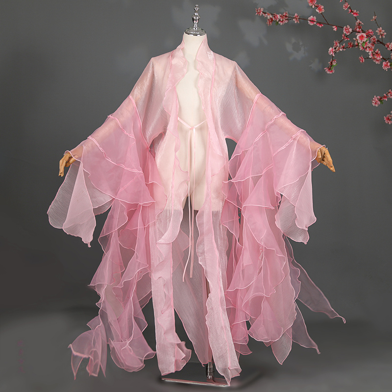 Magnifique manteau Hanfu pour femmes, élégant, féerique, en mousseline de soie, pétale chinois, manches larges, cape, Costume de Cosplay, Cardigan chinois ancien