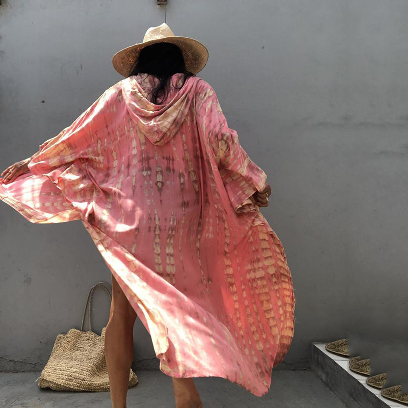 Kimono de plage à rayures pour femmes, vêtements de plage, à capuche, nouvelle collection 2022