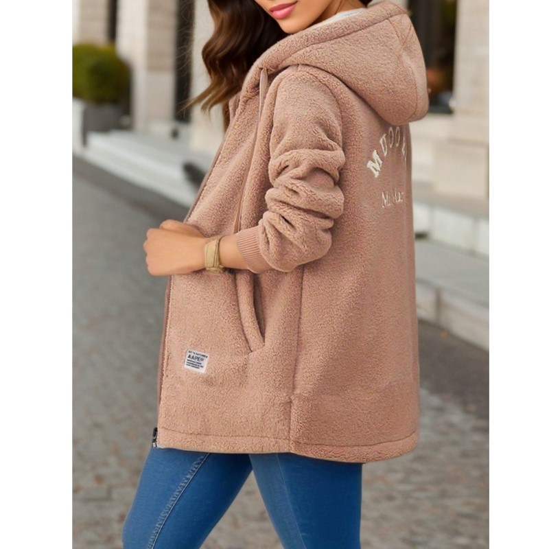 Manteau d'hiver à capuche pour femme, sweat-shirt épais doublé de polaire, cardigan, veste en laine d'agneau, nouveau style tendance pour l'hiver