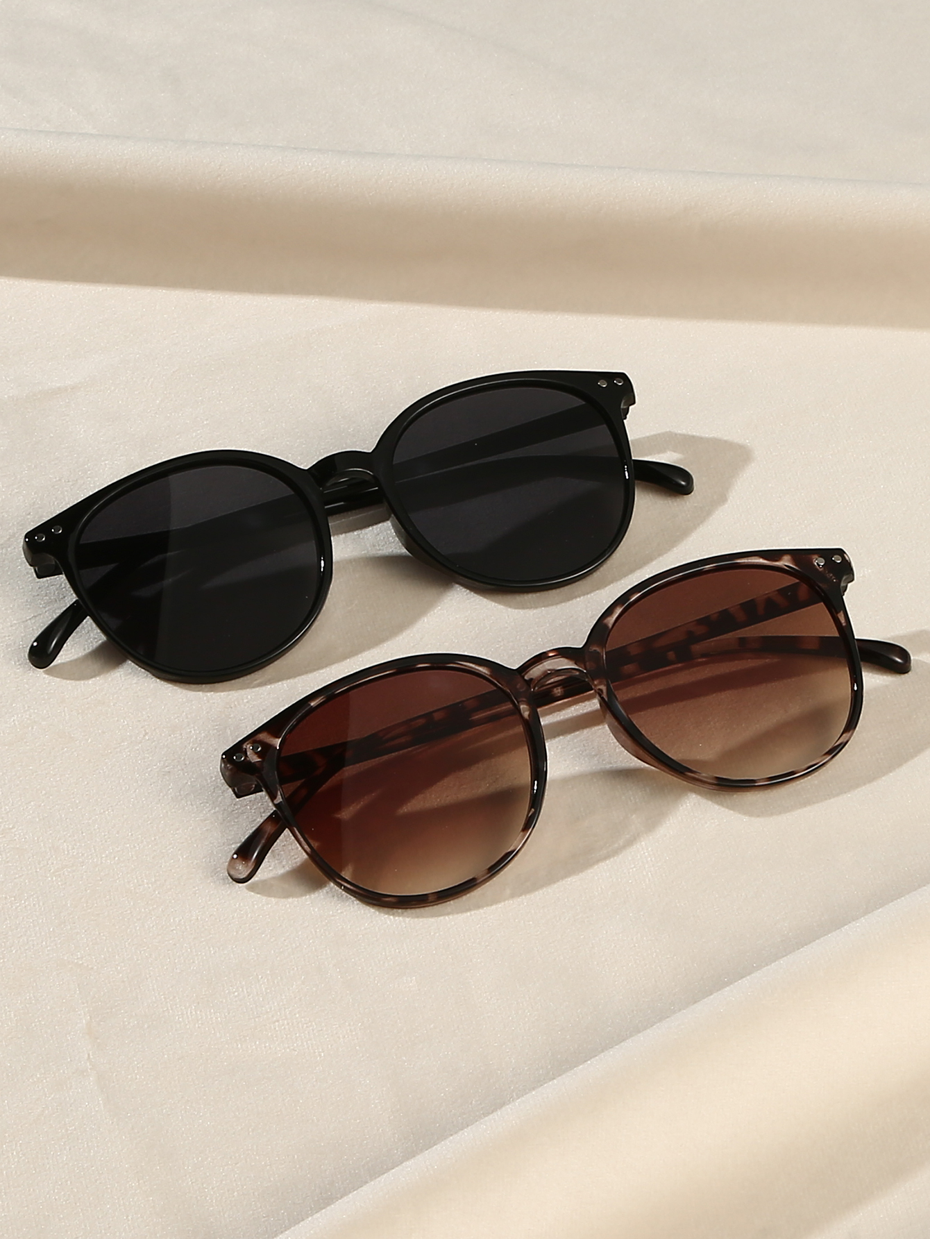 Lunettes à monture ronde à la mode pour femmes, 2 pièces, Chic noir, combinaison écaille de tortue, usage quotidien, cadeaux de vacances