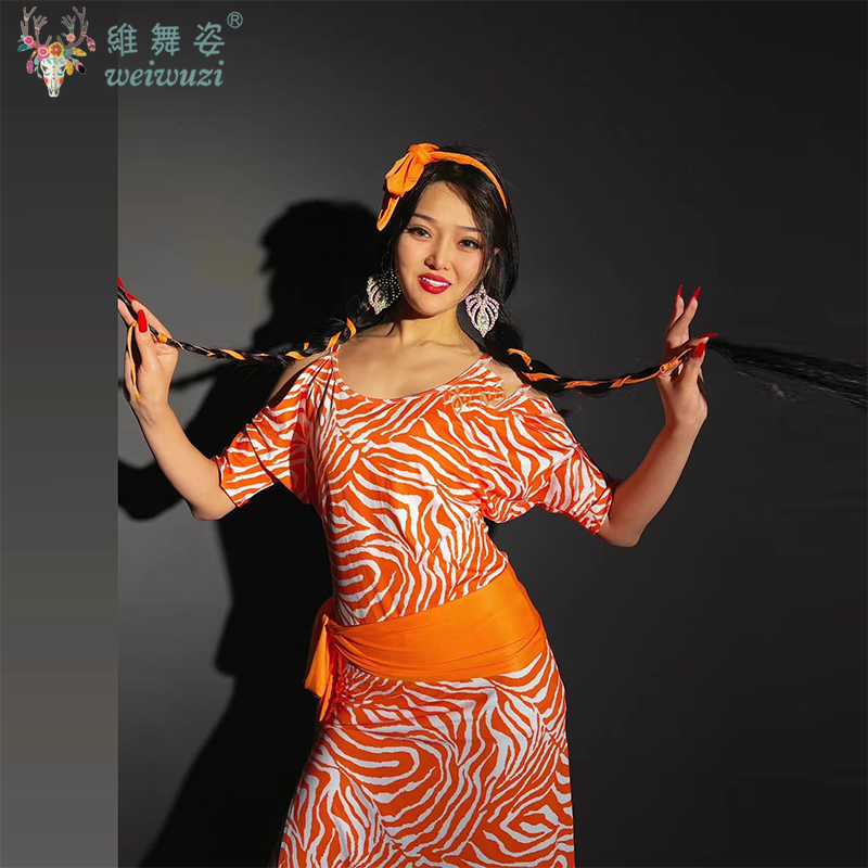 Costume de danse du ventre pour femmes, Robe ample et confortable + foulard + foulard de hanche, Robe d'entraînement professionnel de danse orientale, 3 pièces