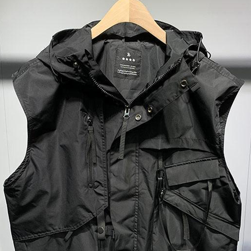 Gilet coréen élégant à capuche pour hommes et femmes, vêtements de travail surdimensionnés au japon, tendance, sans manches, haut Chic, nouvelle collection printemps 2025