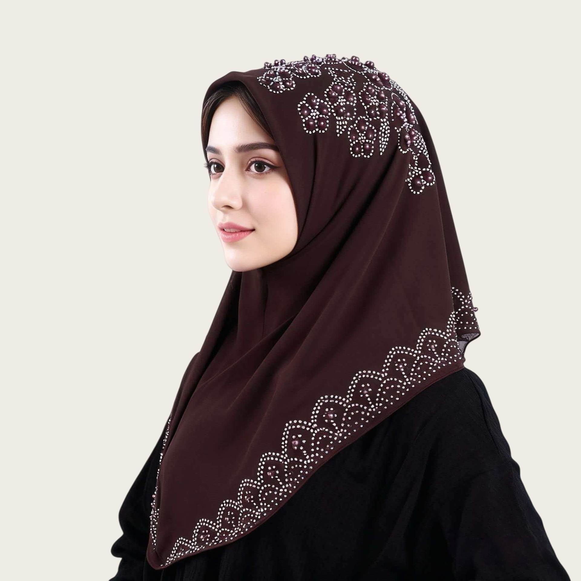Foulard carré musulman pour femme, Hijab tendance avec strass, Turban arabe, Bandeau, Voile islamique en mousseline de soie perlée, Épingle offerte