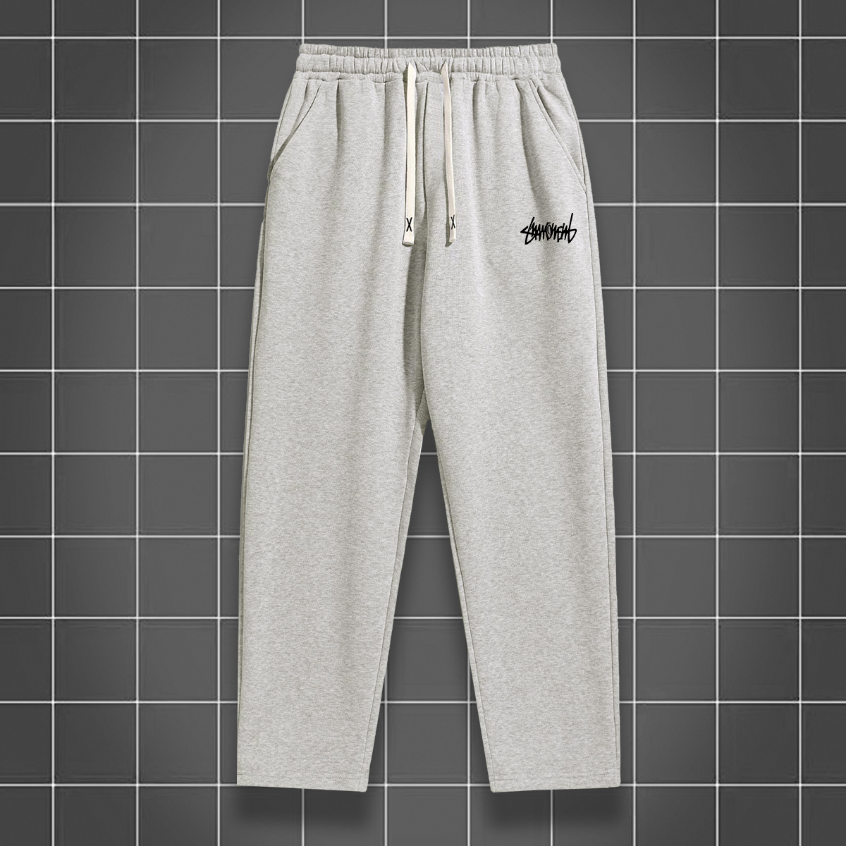 Pantalon de jogging à jambe droite de couleur unie pour hommes, adapté aux sports décontractés tels que la course, la salle de sport et les activités de plein air