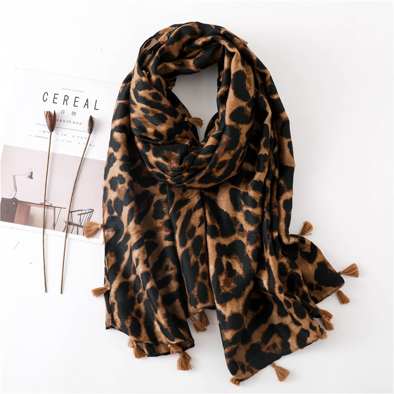 Écharpe de luxe en peau de serpent pour femme, motif léopard sauvage, longue écharpe marron fine et tendance, automne et hiver
