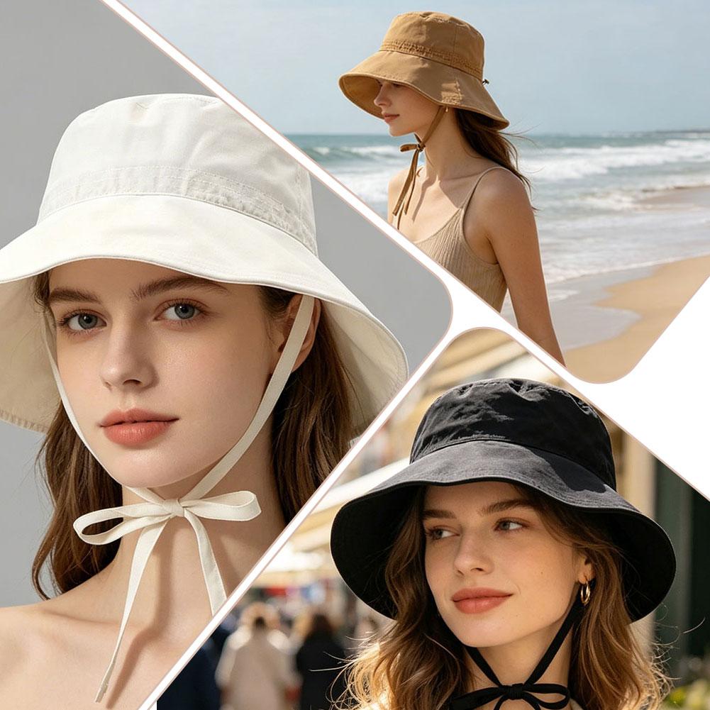 Chapeau Bob Anti-UV à Large Bord avec Lanière, Pliable et Réglable, pour l'Été, Activités de Plein Air, Plage, Chapeau de Pêcheur Respirant