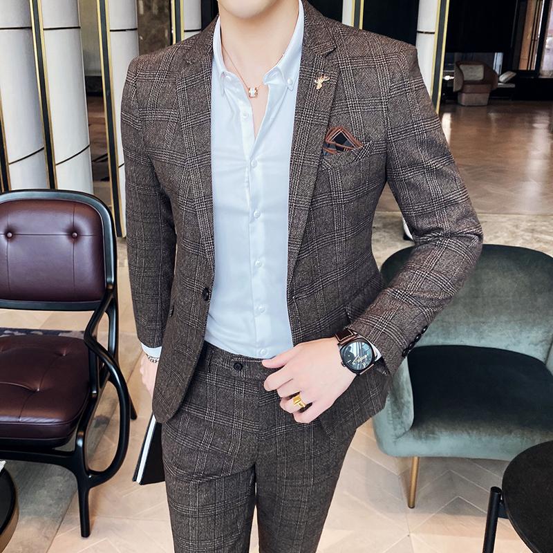 Costume d'affaires coupe cintrée pour hommes, ensemble deux pièces de haute qualité, Boutique de mode, beau Banquet tendance, pantalon quatre saisons inclus