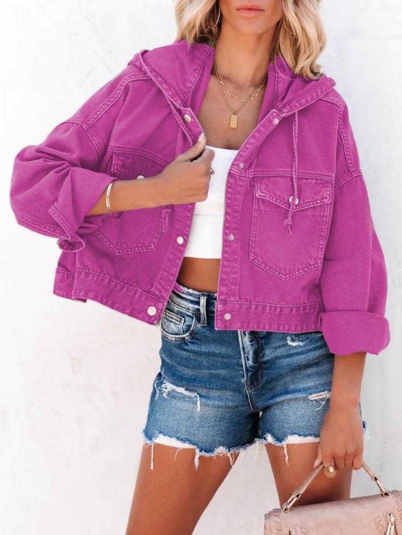 Veste en jean à capuche pour femme, haut à manches longues, jean vintage, vêtements décontractés, streetwear, nouveau