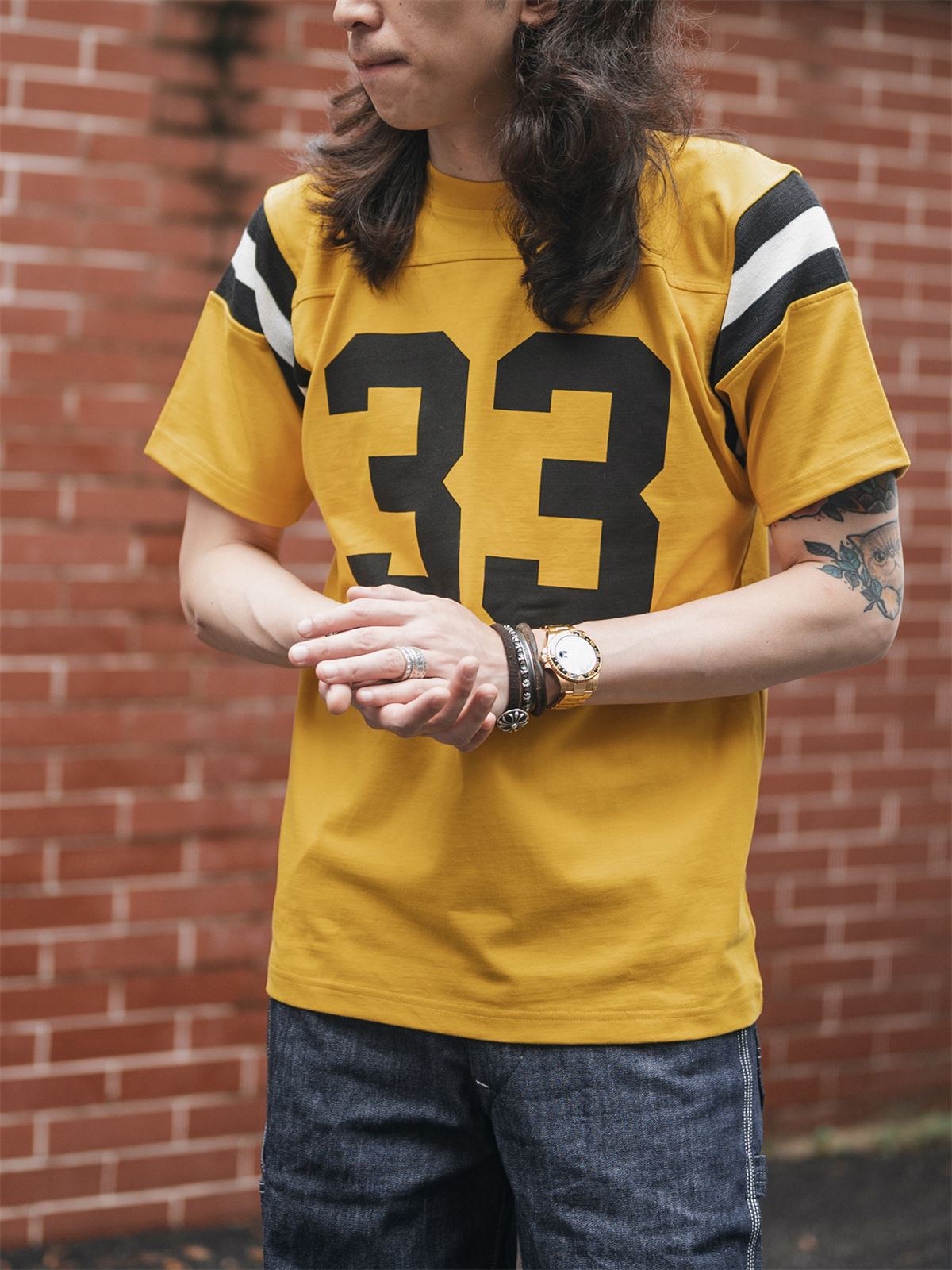 T-shirt en coton vintage de football américain non en stock, maillot de rugby rétro à manches courtes pour hommes