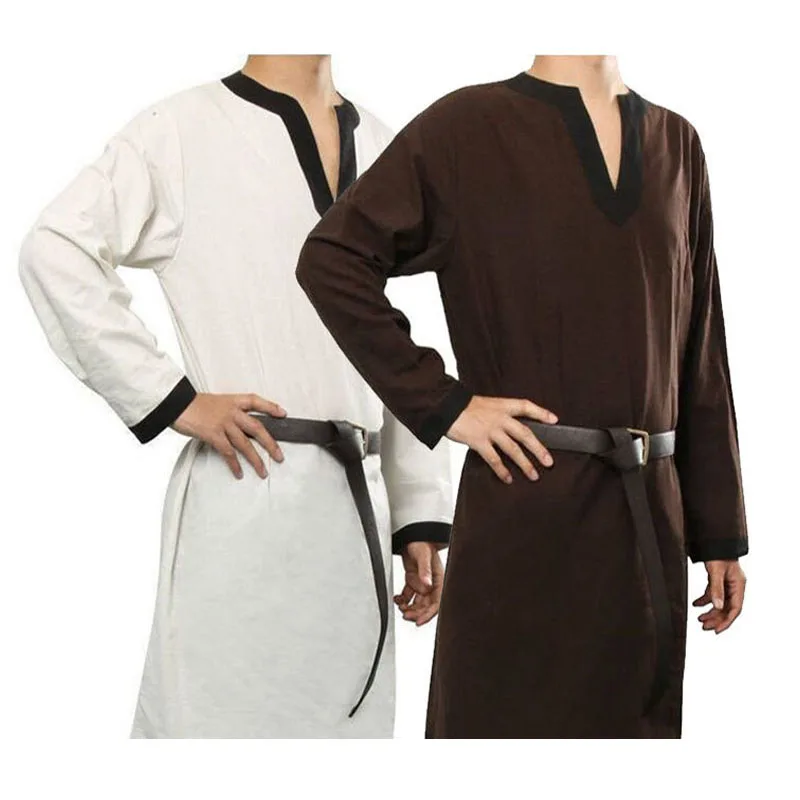 Costume Viking de Larp Médiéval pour Homme, Tunique Longue, Chemise, oral alier Kokor, Y-Tabard, Robe Cosplay, Tenue d'Halloween pour Adulte
