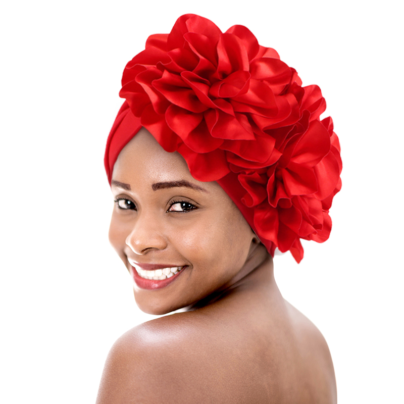 Bonnet Turban à Grandes Fleurs pour Femme Musulmane, Bonnet Intérieur pour Hijab, Accessoire de Cheveux Tendance