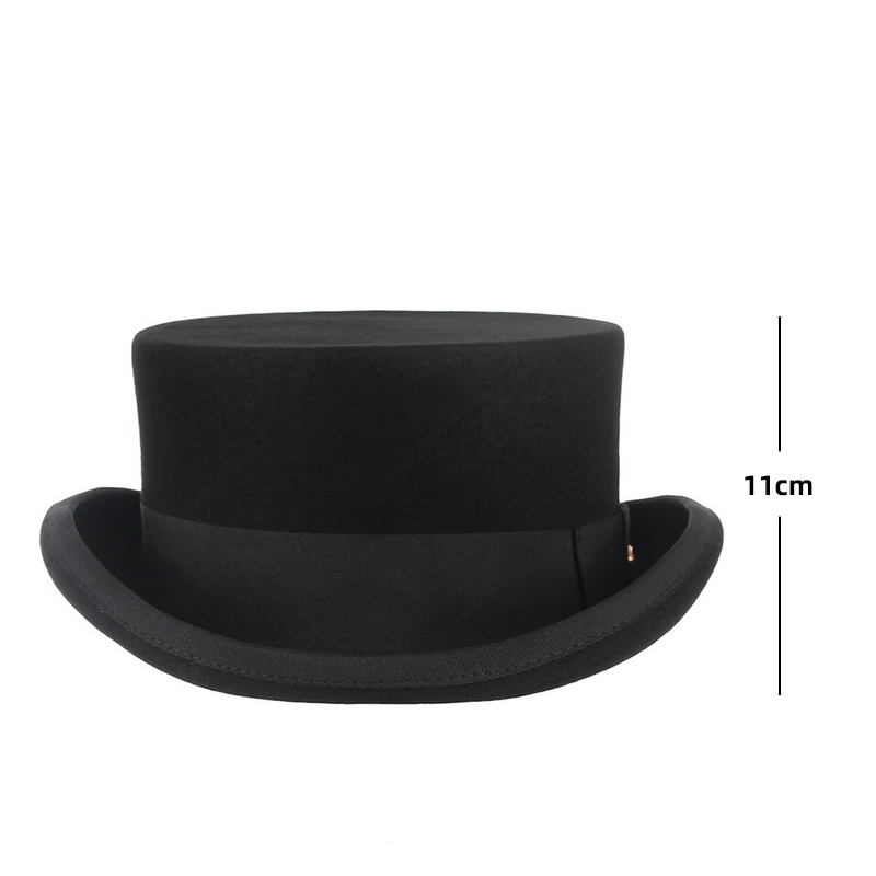 Chapeau melon en laine noir pour hommes, chapeau Derby, casquette Jazz, chapeau présidentiel, chapeau de magicien haut, style britannique vintage, automne, hiver