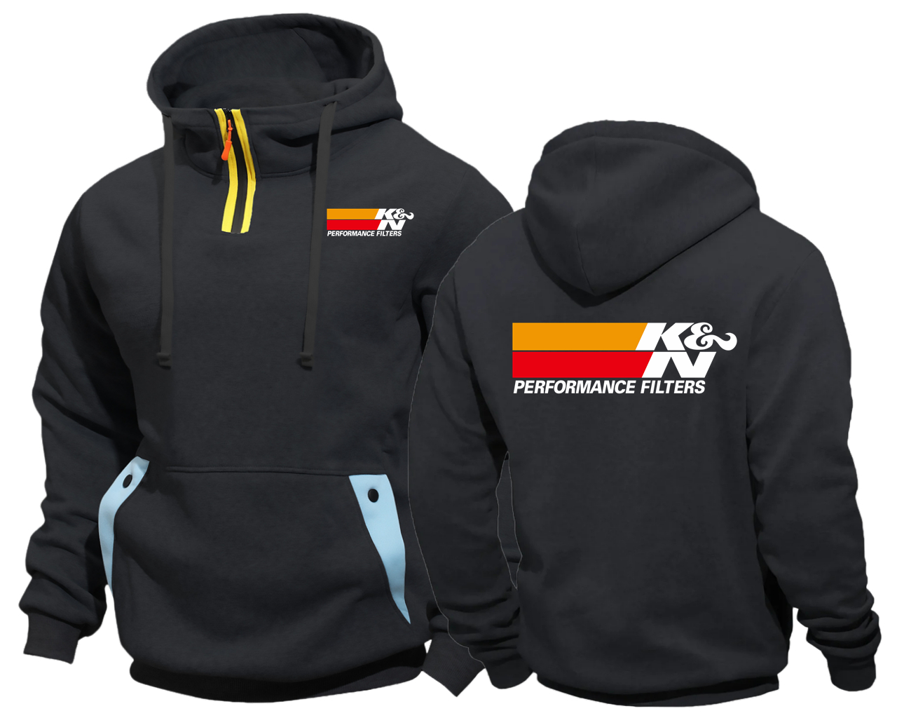 K & N haute Performance filtres à Air et à huile prises d'air Semi-Zip sweat à capuche hommes Streetwear mâle Vintage à capuche Clthoes