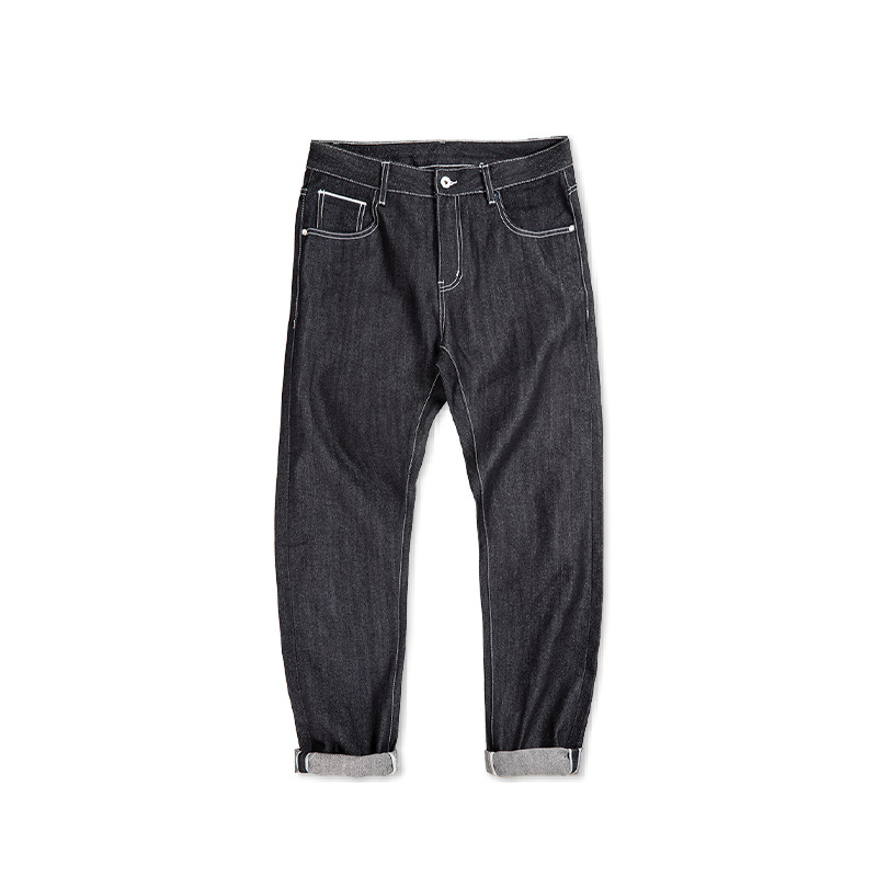 Maden Jean vintage homme en denim argenté 13OZ selvedge original pantalon droit taille mi-haute sans élasticité pour l'automne pantalon long polyvalent pour homme