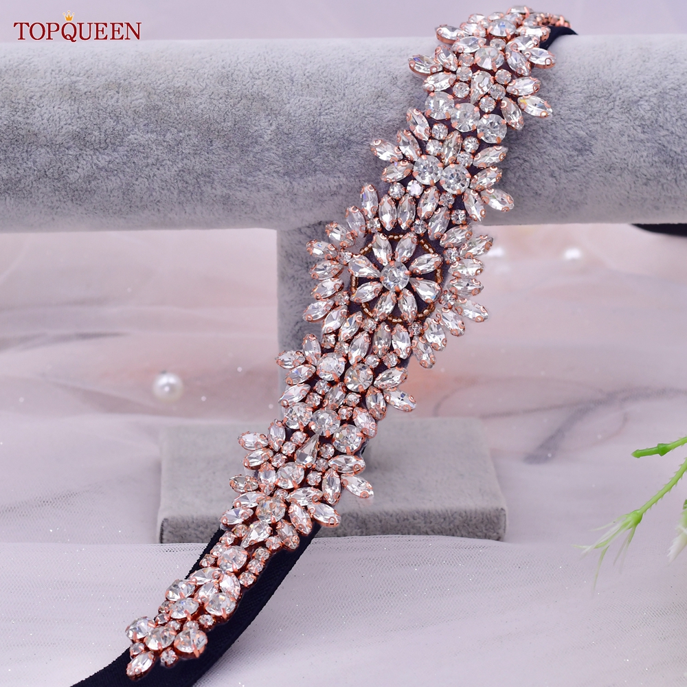 TOPQUEEN S319 femmes mode ceinture élastique noir large ceinture strass décoratif manteau jupe Simple robe ceinture dames quotidien