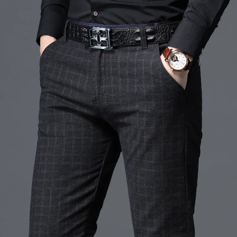 Printemps automne nouvelle mode hommes pantalons décontractés de haute qualité marque pantalons d'affaires vêtements masculins coton pantalons formels hommes vêtements