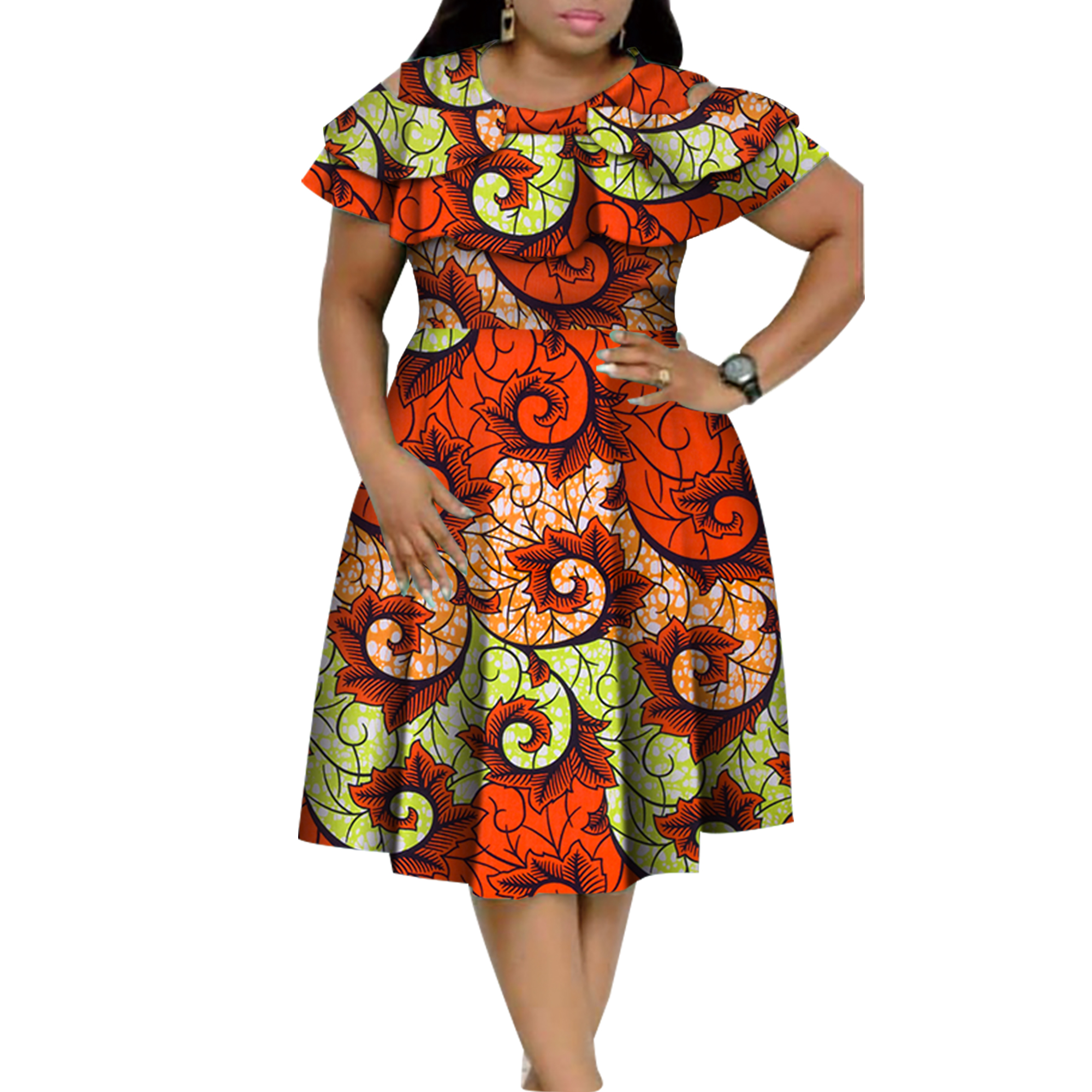 Robe Africaine Bazin Riche à Col à Volants pour Femme, Dashiki Imprimé, Perles, Vêtements Éducatifs, Nouvelle Collection, WY4401