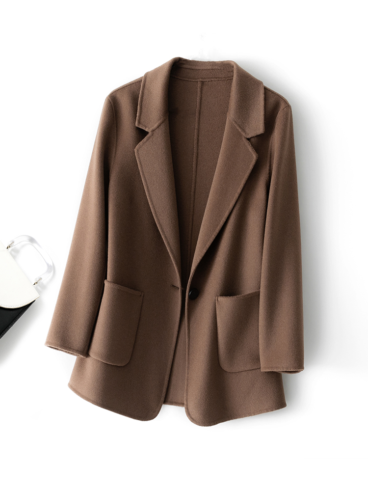 Nouveau manteau femme Plaids Pure laine et Tweedst mode Camel manteau femme Trench élégant