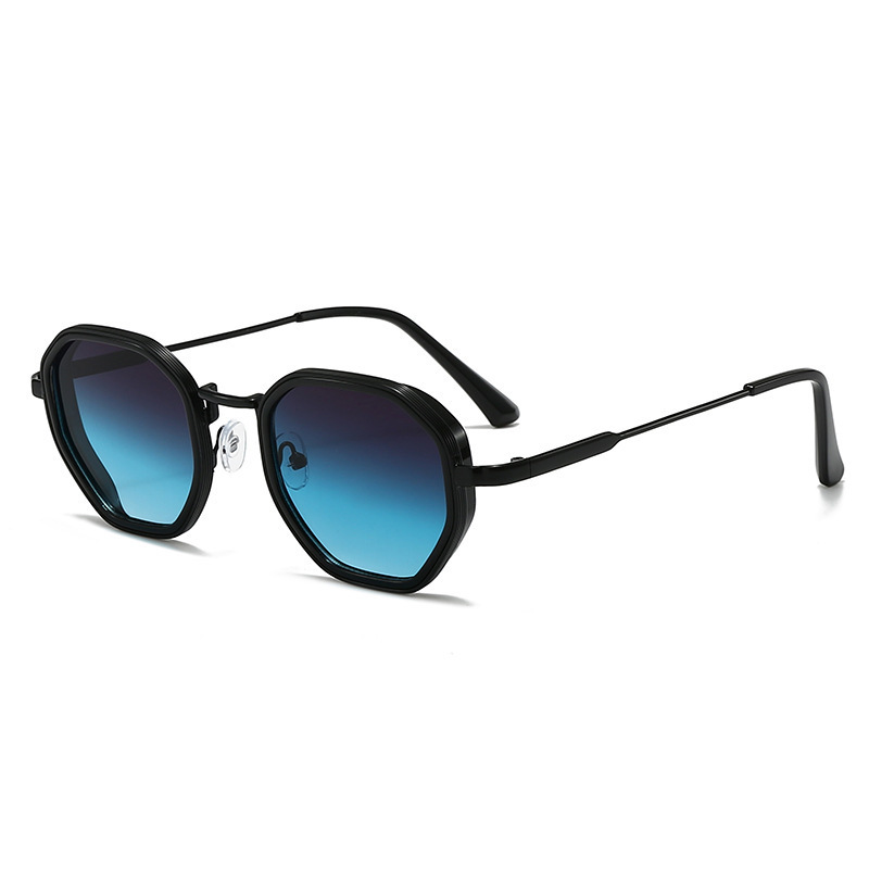 1 paire de lunettes de soleil unisexes rondes en métal, à la mode, Vintage, irrégulières, Punk, classiques, UV400, pour hommes et femmes