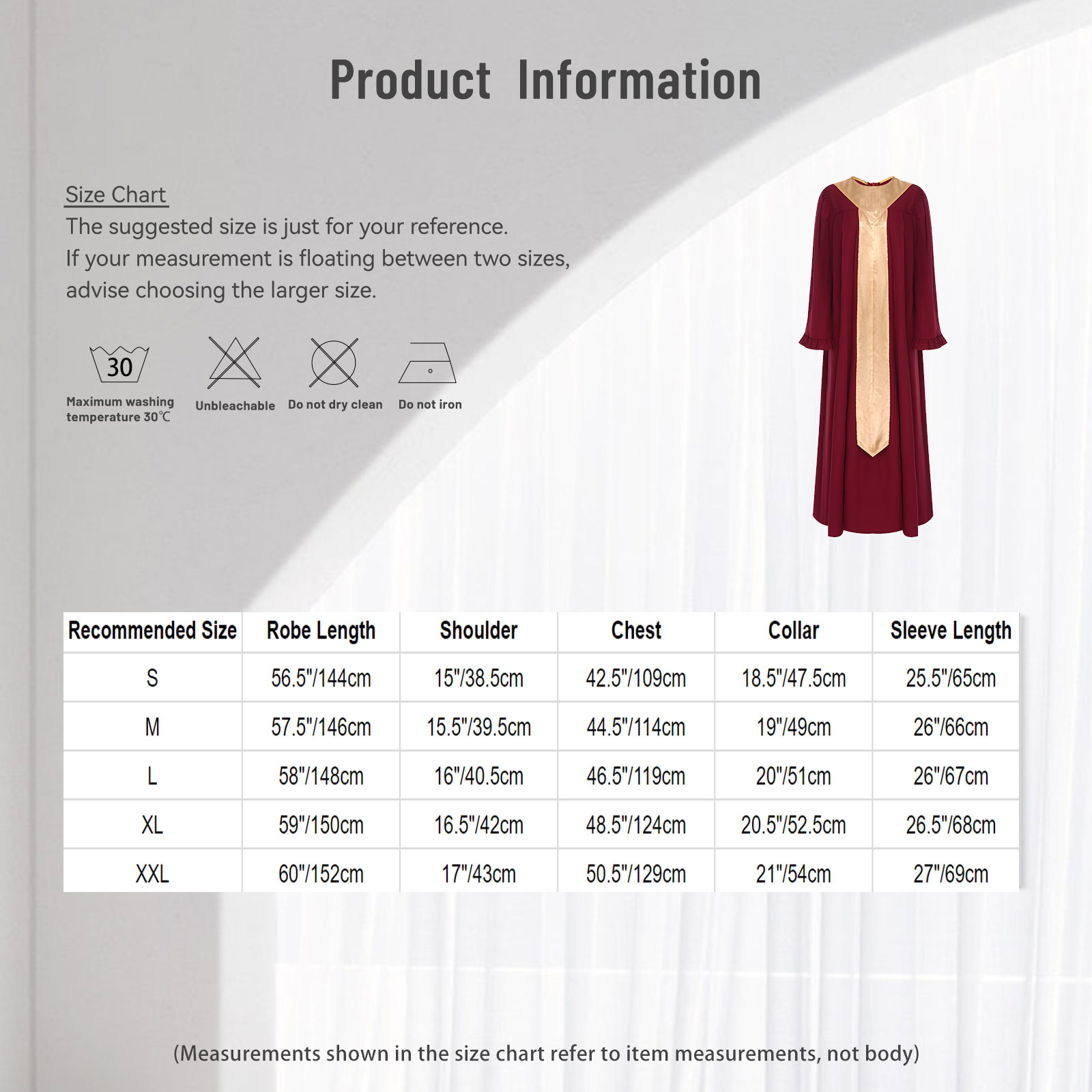 Robe de cosplay pour femme, pasteur chrétien, prêtre, robe de chorale d'église, robe de danse liturgique, robe de culte pour performance d'Halloween