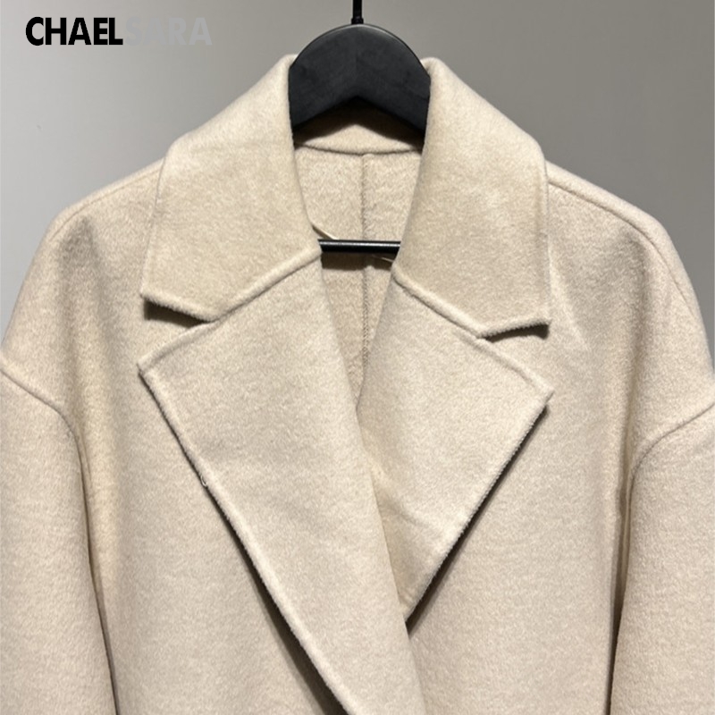 Manteau long en laine mélangée pour femmes, automne-hiver, élégant, col châle, coupe ample, vêtement d'extérieur chaud.