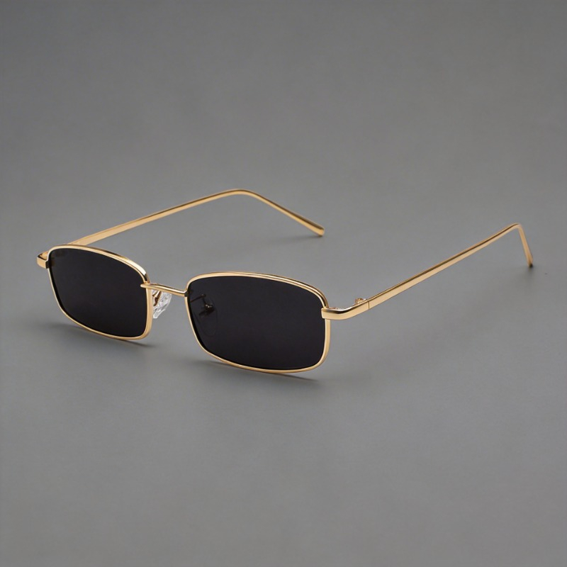 Lunettes de soleil rectangulaires tendance pour hommes et femmes, style vintage, pour la conduite, monture métallique de luxe, verres solaires