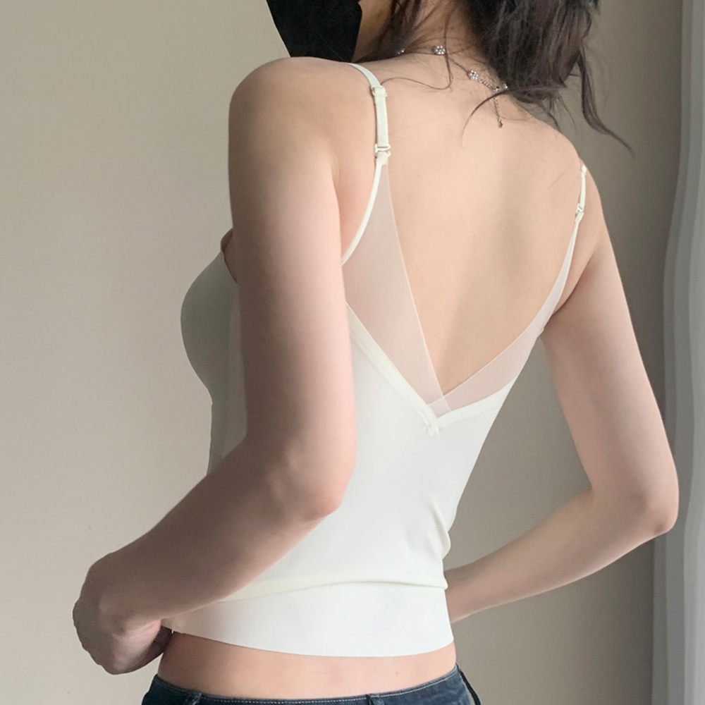 Débardeur sexy pour femme en satin et maille, col en V, avec soutien-gorge intégré, sans manches, dos nu, coupe ajustée, style corset, tenue d'été, épaules dénudées