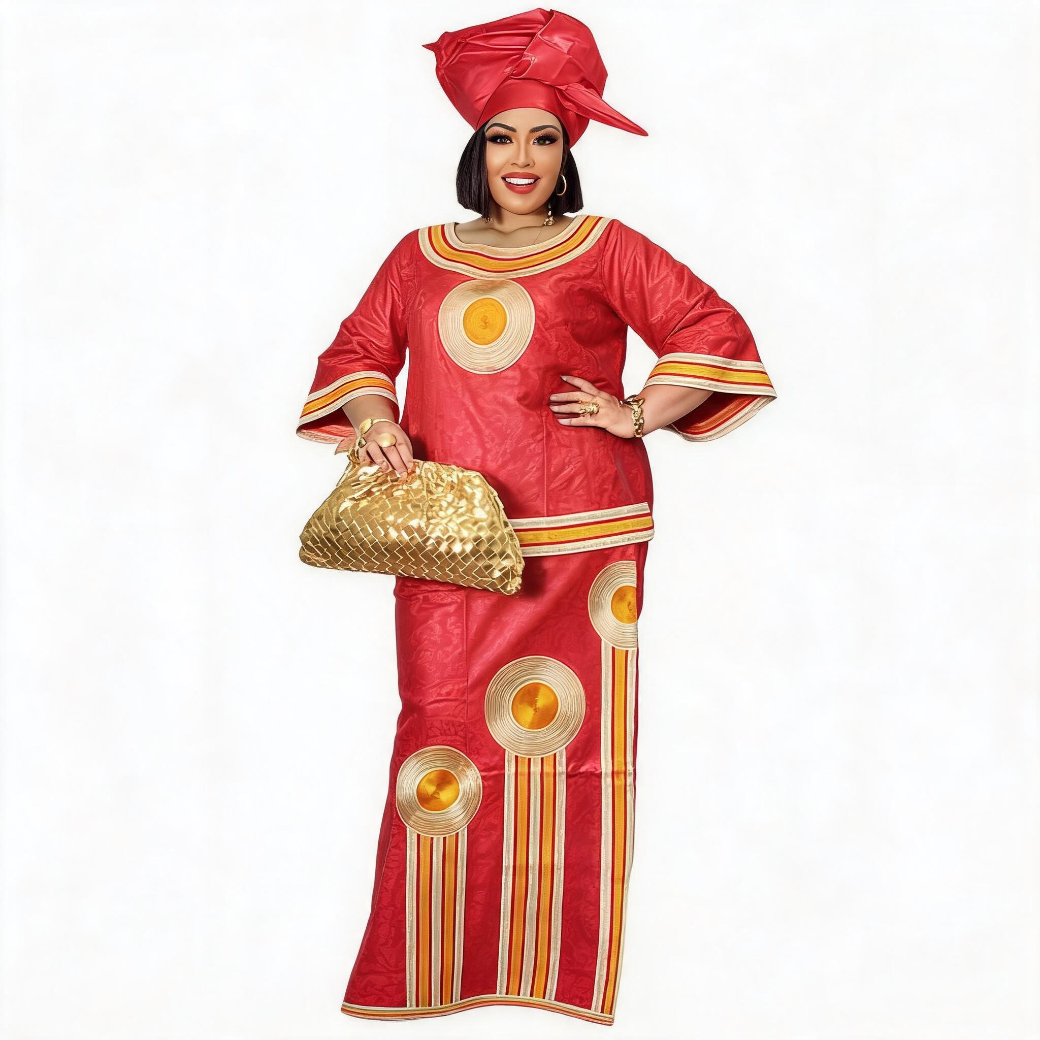 Robes africaines pour femmes grande taille, robe longue avec écharpe, design brodé Bazin Riche
