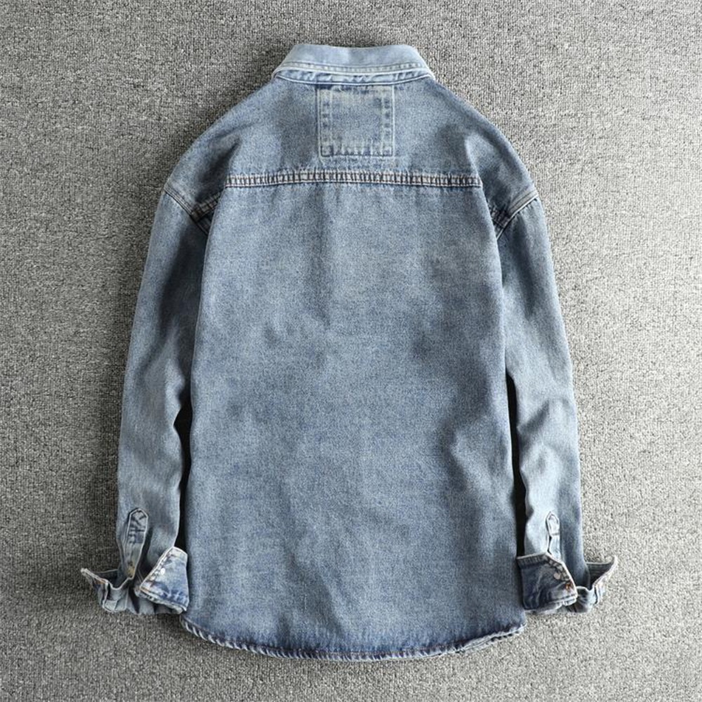 Chemise en jean rétro décontractée, délavée, épaisse, résistante à l'usure, manches rotatives, veste ample à manches longues, printemps et automne