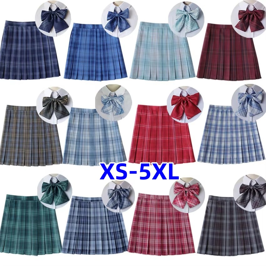XS-5XL Plaid femmes jupe plissée nœud papillon été taille haute Preppy filles danse Mini jupe mignon une ligne Harajuku Sexy japon Faldas