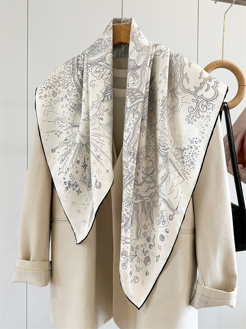 Foulards de luxe en sergé de soie pour femme imprimé double face