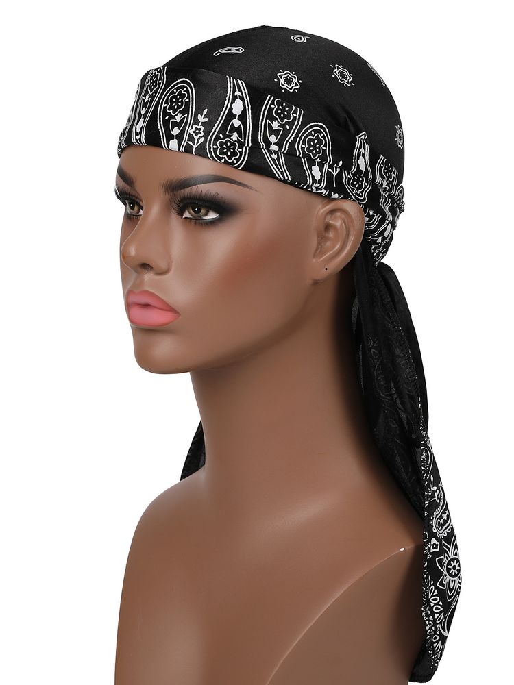 Durag Turban pour hommes et femmes, chapeau de motard, enveloppement de sauna, casquette Hip Hop, mode longue queue Bandanas, vêtements de sauna, 1PC, 7.5
