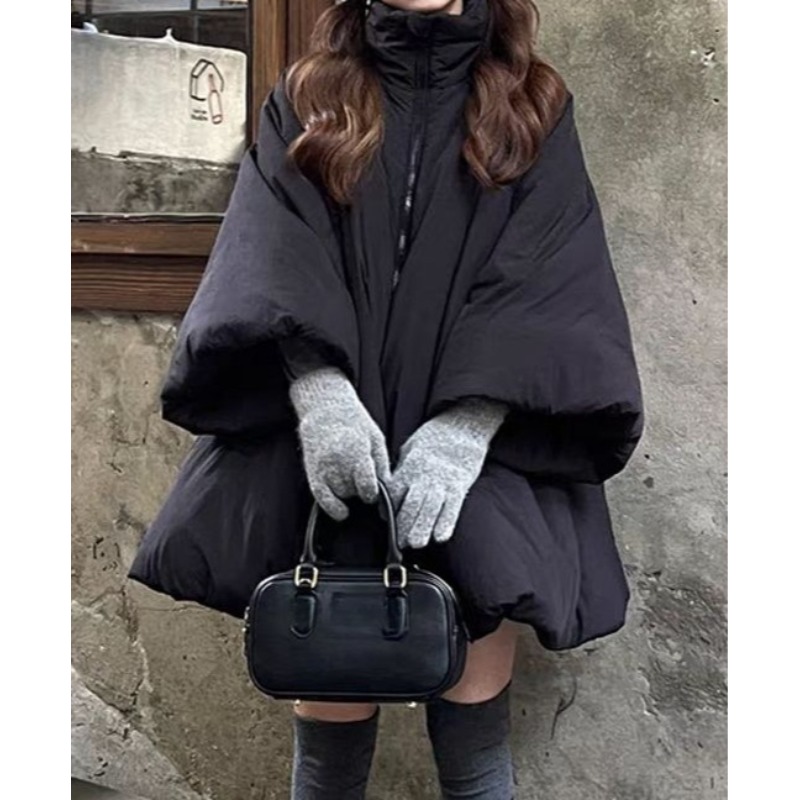 Écharpe Design Sense Niche a-ligne manteau ample rembourré en coton veste cape de sorcière, manteau à grand ourlet jupe mi-longue