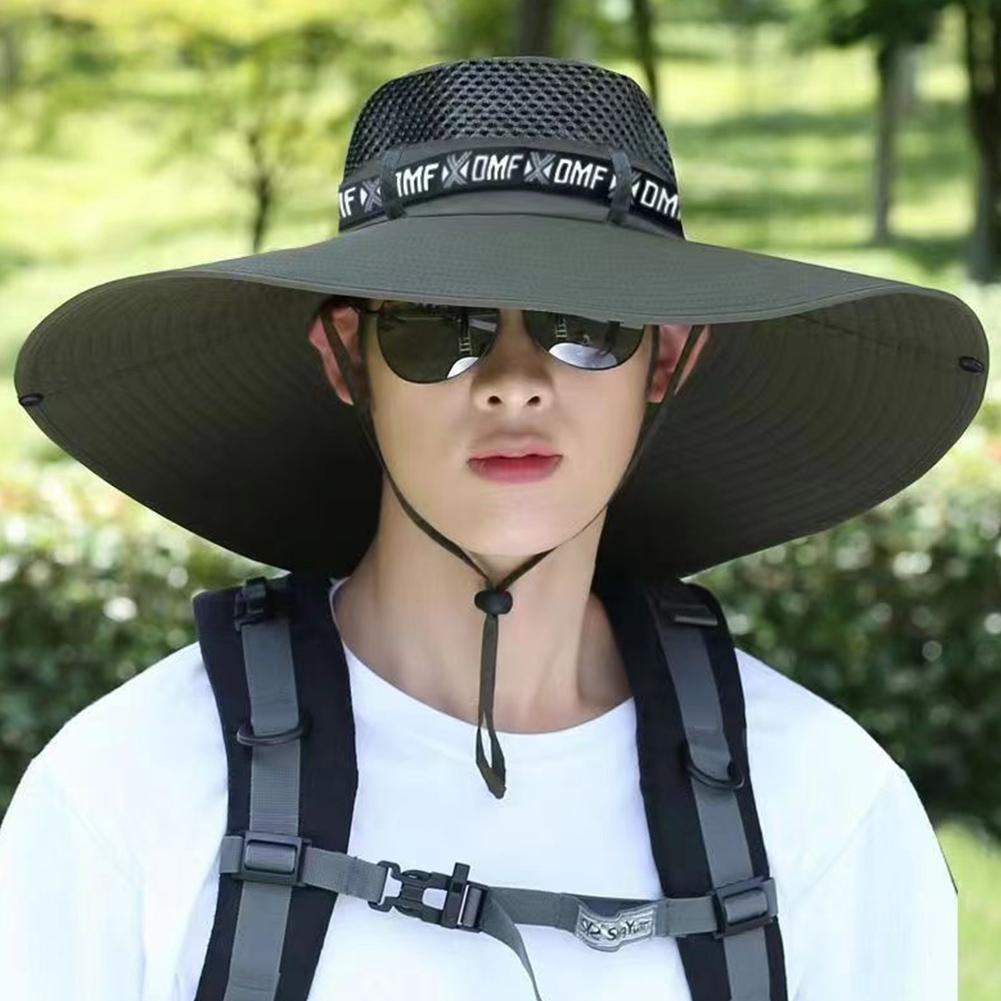 Chapeau de pêche respirant à grand bord pour hommes, casquettes de pêche, protection solaire contre les UV, chapeau de bain en maille, casquette de plage en plein air, randonnée, été, nouveau, 15cm