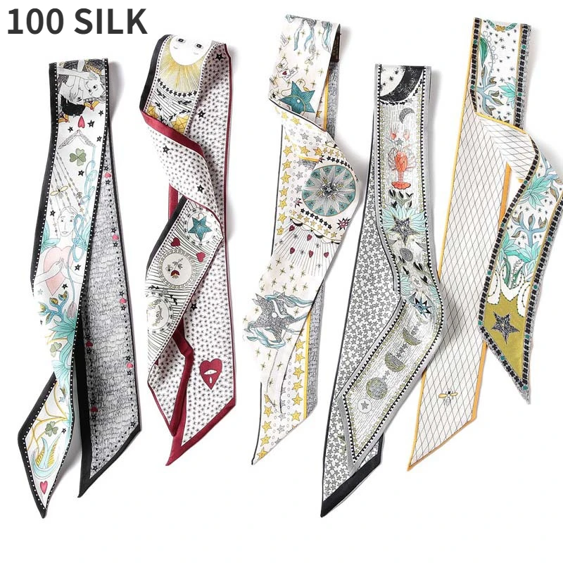 100 soie naturelle Tarot sergé sac à main écharpe femme soie foulard Tarot foulards bandeau femmes concepteur de luxe Boho bandeau