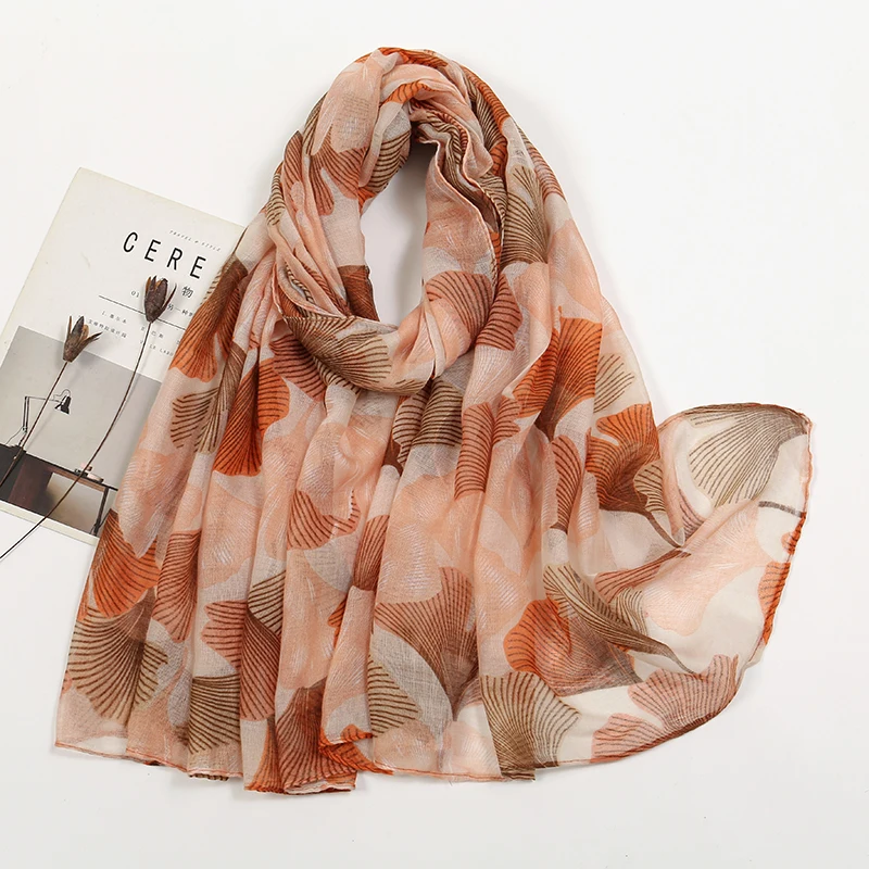 Écharpe en Viscose de Coton pour Femme Musulmane, Foulard Floral Ombré, Type Hijab de Plage, Châles et Enveloppes de Styliste
