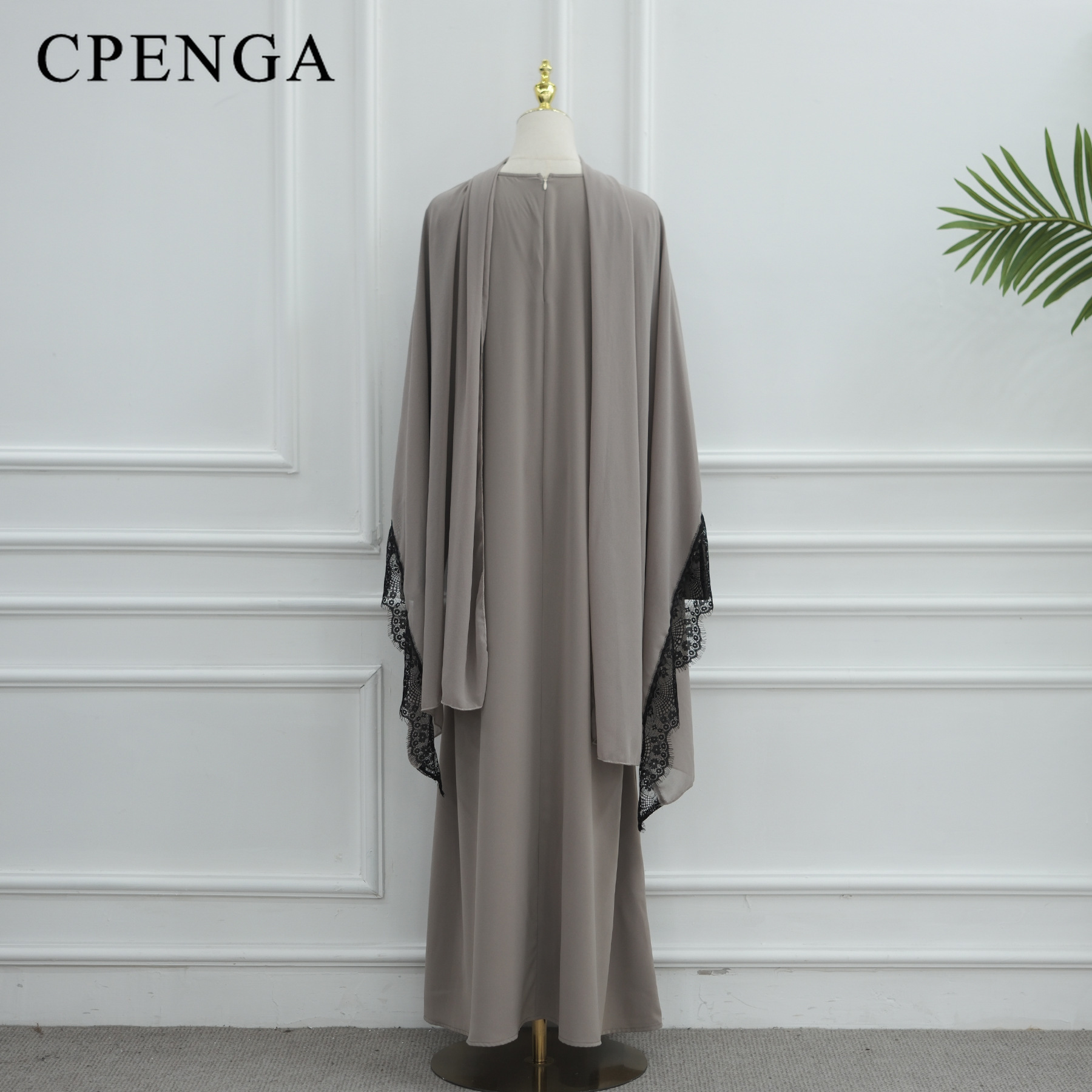 Abaya de luxe en dentelle deux pièces pour femmes musulmanes, robe élégante et modeste de style arabe, tenue de fête pour le Ramadan, l'Aïd, l'Islam, robe turque